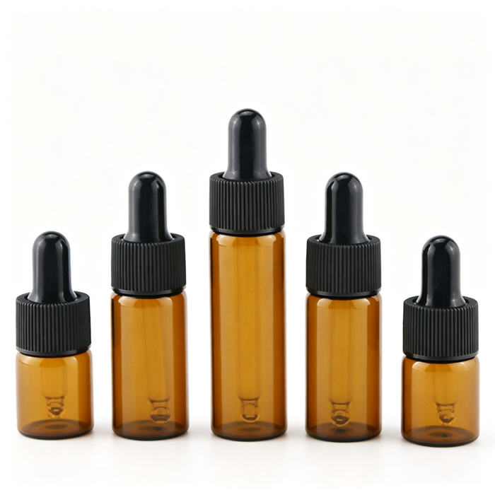5ml-15ml Amber Glass Dropper Bottles, 10ml Brown Essential Oil Bottles, Serum Concentrate Vials, Cosmetic Glass Refillable Bottles