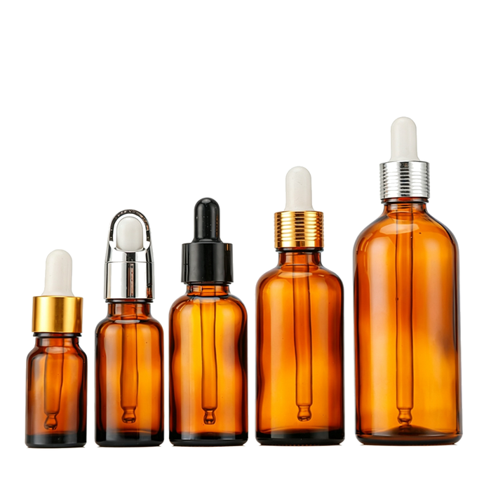 Light-Proof Amber Glass Essential Oil Dropper Bottles, Portable Travel Serum Cosmetic Sample Refillable Vials