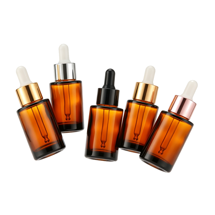 Amber Light-Proof Glass Essential Oil Dropper Bottles, Brown Serum Concentrate Refillable Dispensing Vials