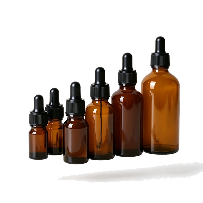 Amber Brown Glass Essential Oil Dropper Bottles 30ml, Empty Serum Cosmetic Sample Refillable Vials