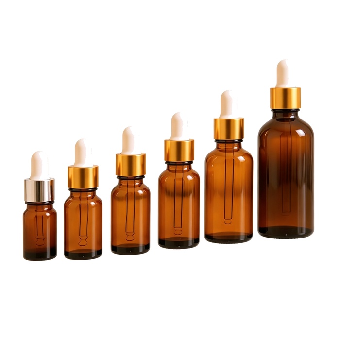 Amber Glass Essential Oil Dropper Bottles, Multi-Size Empty Cosmetic Sample Refillable Vials